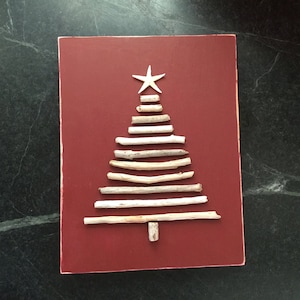 Driftwood Stick Tree - Rustic Driftwood Tree Wallhanging - Kitchy Beach Decor - Coastal Decor -  Christmas Tree - Coastal Christmas