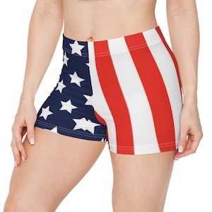 Patriotic Women&#39;s Shorts, Red White Blue Stars Shorts, July 4th Outfit, Summer Shorts, American Flag Design, Vacation Wear