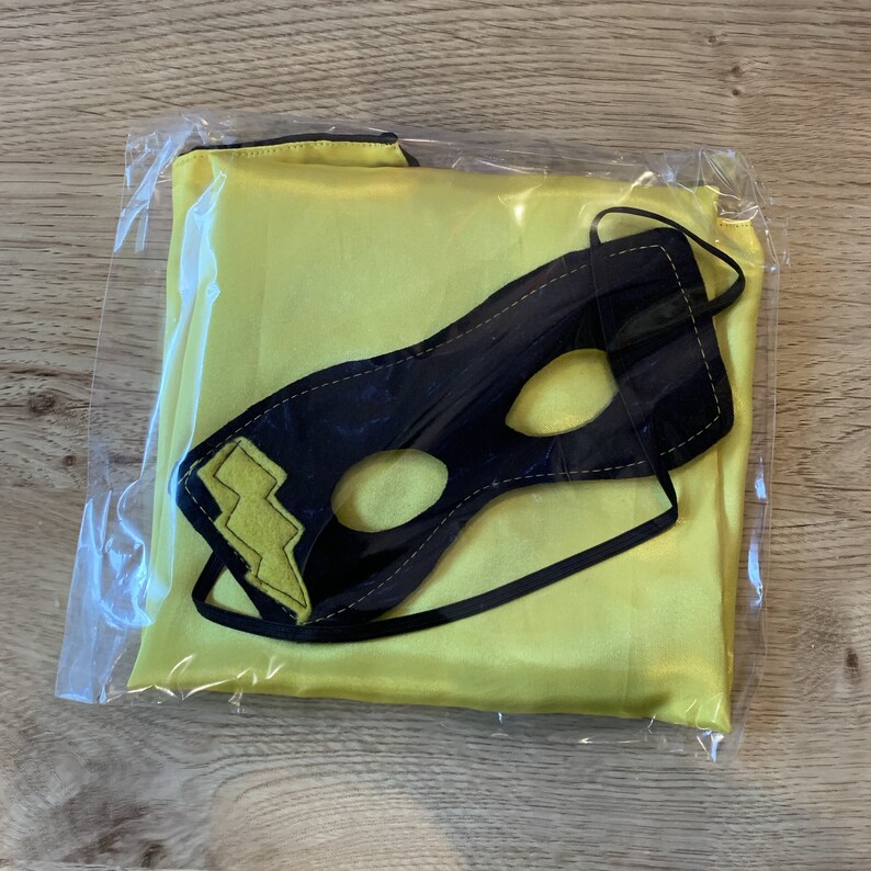 Handmade Yellow Lightning Bolt Super Hero Cape