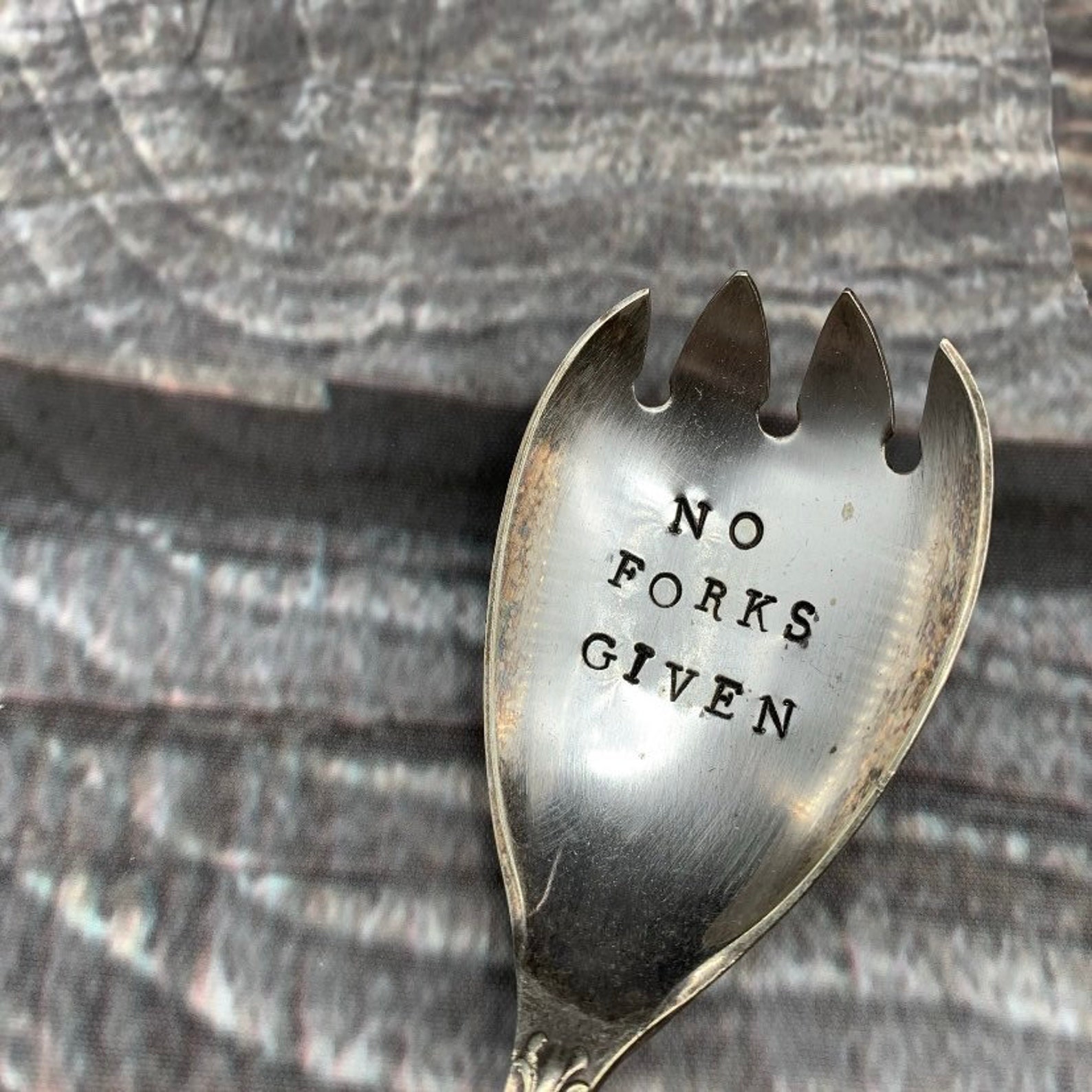 No Forks Given Handstamped Vintage Fork 160 Etsy