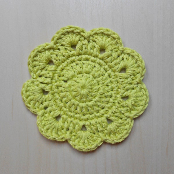 Lime Green Crochet Coasters - Crochet Coasters Set