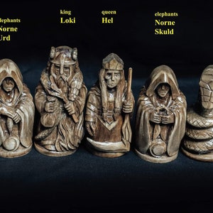 Viking battle chess set, Unique Offer on Etsy, chess set, Viking statue, Viking gods, Norse pagan, pagan altar image 5