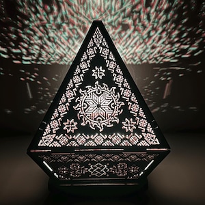 Colorful Slavic Shadow Lantern, Slavic lamp, Shadow Lantern, Wood shade geometric, Night Light latern, Slavic lantern, Housewarming gift