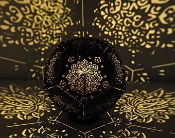 Mandala Shadow Lantern, Buddhism lamp, Geometric Lantern, Wood shade geometric, Night Light latern, Buddhism lantern, Housewarming gift