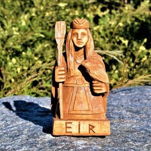 Eir Goddess, Eir God Statue, Eir Norse Goddess, Eir Figure, Viking Statue, Norse Mythology, Norse Pagan, Pagan Altar, Wood Figure