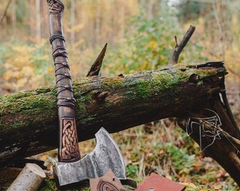 Celtic ax, hand forged ax, Viking ax, Battle ax, Bushcraft ax, throwing hatchet, camping ax