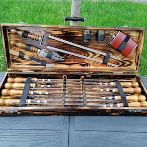 BBQ Skewers set, Stainless steel skewers, BBQ accessories, skewers for grill, bbq gifts, bbq tools, bbq set