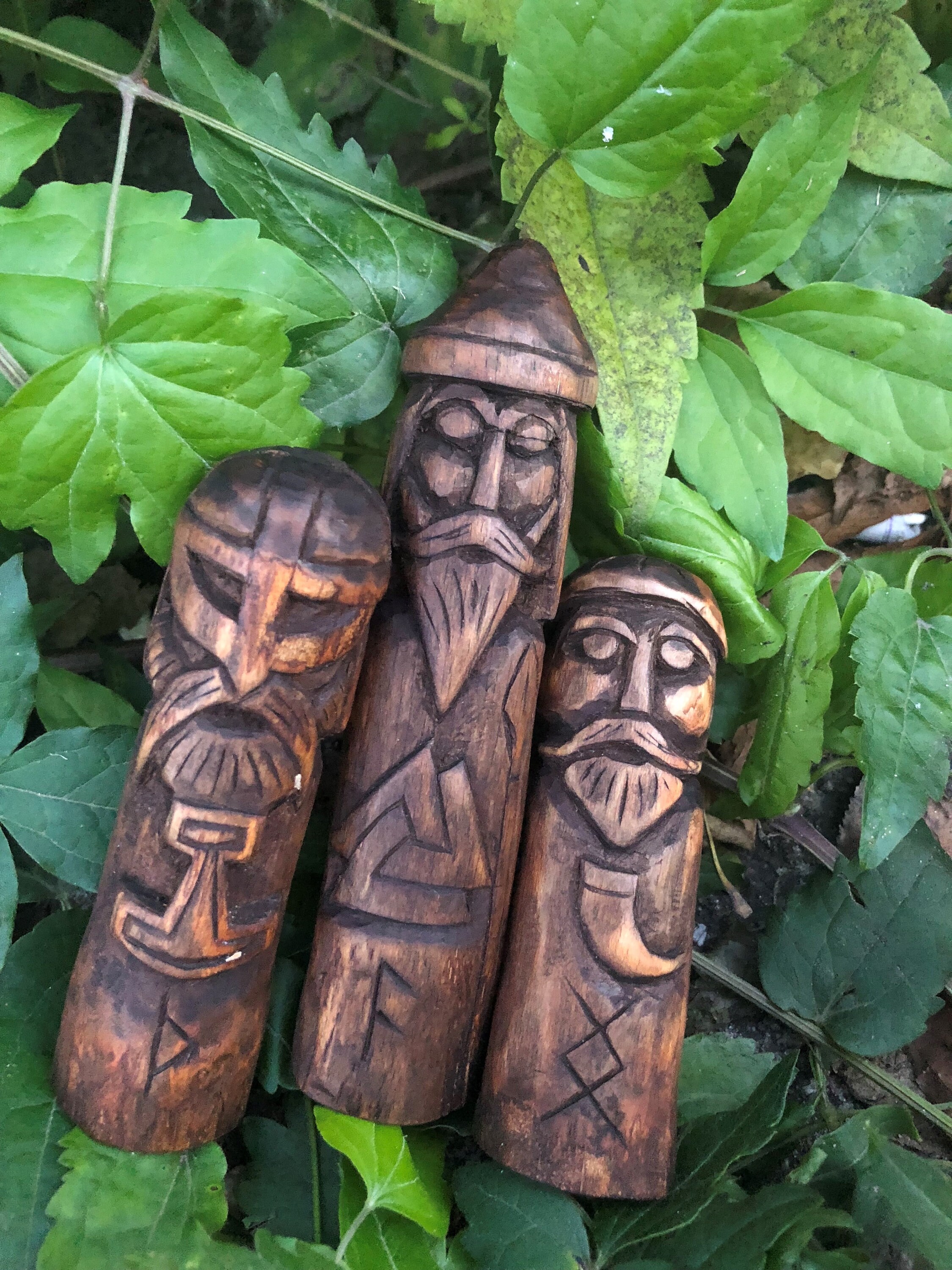 Scandinavian Gods Set/ Wooden statues Odin Thor Freyr in Etsy