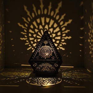 Gothic Shadow Lantern, Cathedral lamp, Geometric Lantern, gothic home decor, Night Light latern, Housewarming gift