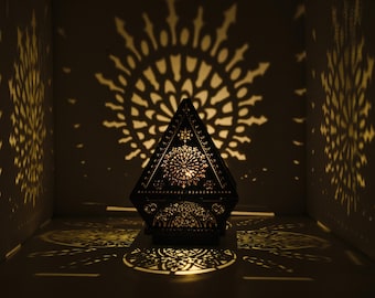 Gothic Shadow Lantern, Cathedral lamp, Geometric Lantern, gothic home decor, Night Light latern, Housewarming gift