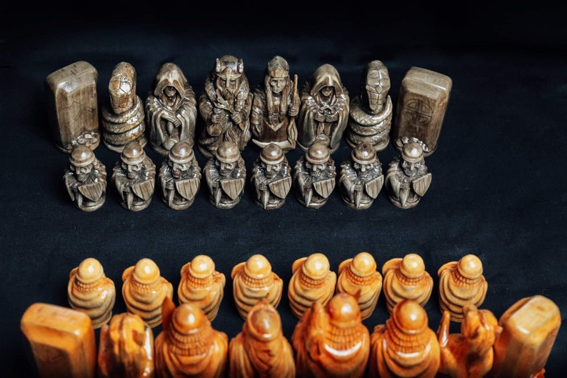 Viking battle chess set, Unique Offer on Etsy, chess set, Viking statue, Viking gods, Norse pagan, pagan altar image 4