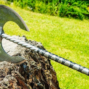 Große Metallaxt, Bartaxt, Wikingeraxt, geschmiedete Axt, Geschenk für Männer, Carbonaxt, Fellaxt, handgeschmiedete Axt