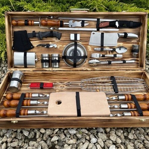 BBQ Skewers set, Stainless steel skewers, BBQ accessories, skewers for grill, bbq gifts, bbq tools, bbq set