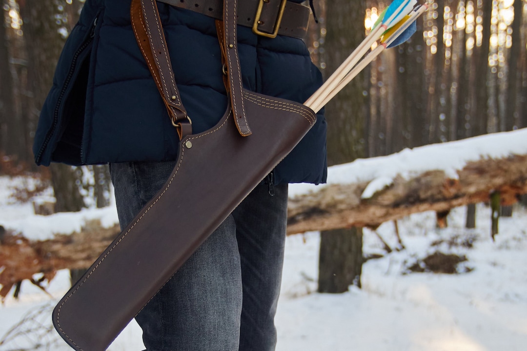 Traditional Archery Leather Quiver, Arrow Leather Quiver, Belt Arrow