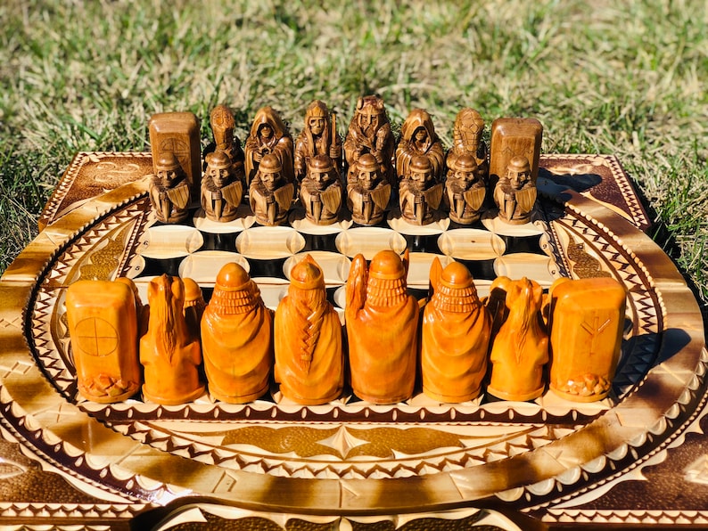 Viking battle chess set, Unique Offer on Etsy, chess set, Viking statue, Viking gods, Norse pagan, pagan altar image 2