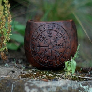 Vegvisir Viking clay mug, viking dishes, viking stuff, pagan ceramic mug, norse pagan, norse pagan