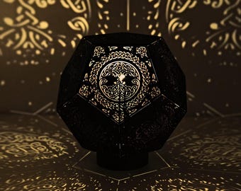 Viking Livets träd skugglampa, nattlampa, träskärm geometrisk, keltisk lykta, nordisk mytologi, vikingagåva