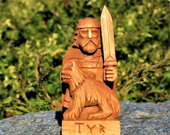 Tyr Wooden Statue, Tyr Norse God Figure, Tyr Figure, Viking God Statue, Norse Gods, Norse Mythology, Pagan Altar, Pagan Gods, Norse Pagan