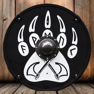 Bärentatzenschild, Wikingerschild, Wikingerrüstung, Holzschild, mittelalterlicher Schild, nordischer Schild, Larp
