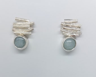 silver earrings with aquamarine