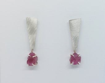 silver earrings with tourmaline