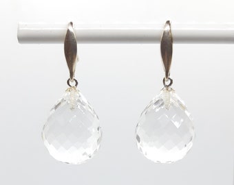 silver earrings with rock crystal