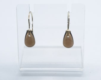 Silver earrings with smoky quartz drop
