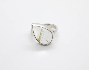 silver ring with rutilated quartz