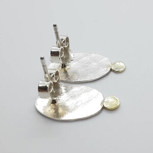 silver ear studs with 14k gold accent image 5