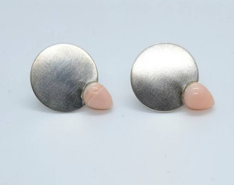 Silver earrings with pink opal