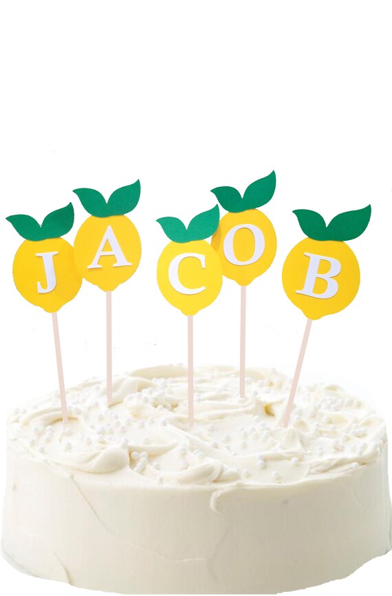 Lemon Name Cake Topper Lemon Birthday Balloon Cake Boy Etsy