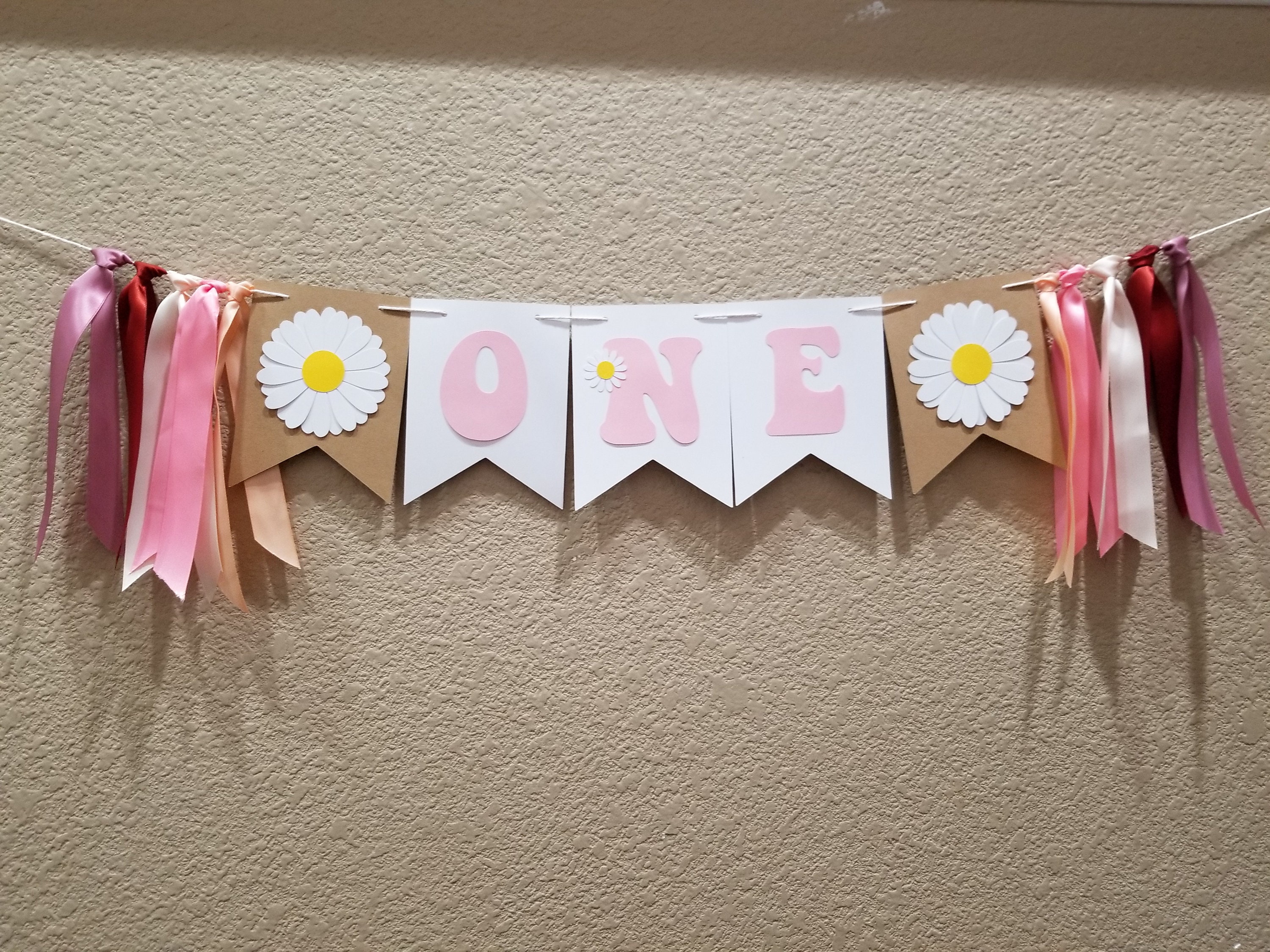 Daisy High Chair Banner, Daisy One Banner Flower First Birthday Decor ...