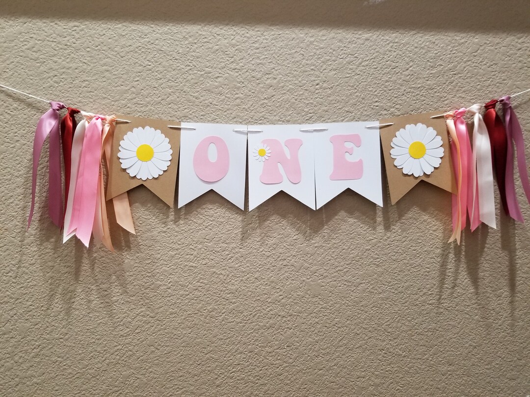 Daisy High Chair Banner, Daisy One Banner Flower First Birthday Decor ...