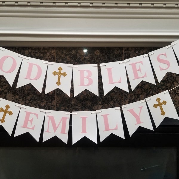 Girl God Bless Banner, Baptism Banner, Christening Banner, First Communion Banner, God Bless, Girl, Crosses, Photo Prop, 1st Communion