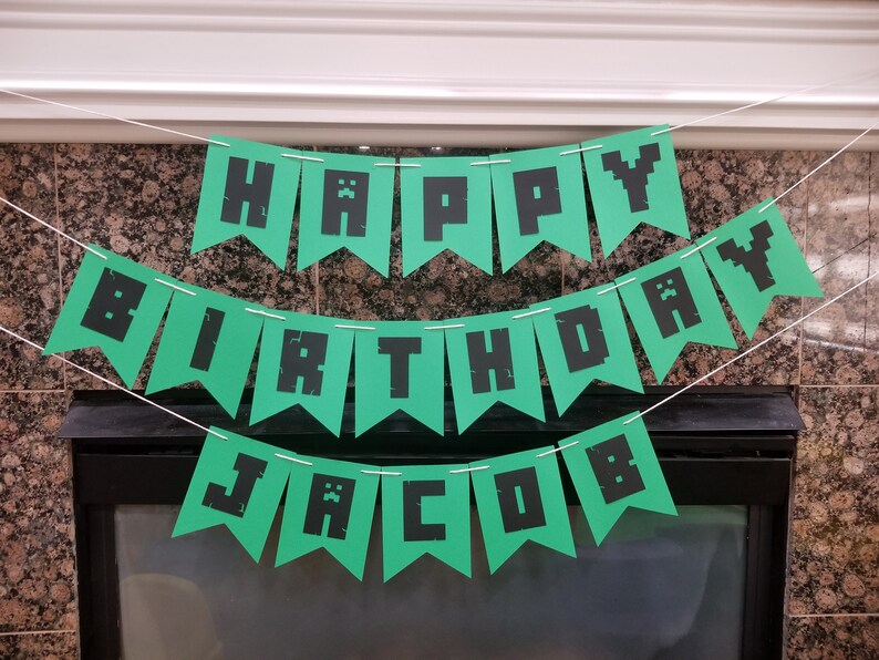 Minecraft Birthday Banner Happy Birthday Banner Video Game Etsy 日本