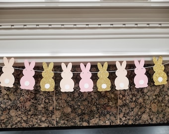 Bunny Garland, Bunny Banner, Baby shower Garland, Easter Banner, Bunny Birthday Banner, Some Bunny is One