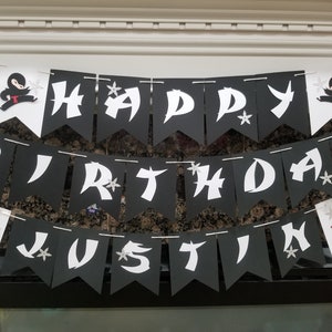 Ninja Birthday Banner, Happy Birthday Banner ,Ninja Banner - karate Party - Taekwondo Party - Martial Arts Boy Birthday Banner,