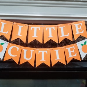 Little Cutie Birthday Party Baby Shower Flag, Orange Theme Banner, Little Cutie Baby Shower
