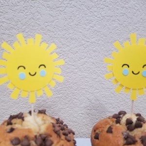 Set of 12Pcs - Sunshine Sun Cupcake Toppers. Sunshine Theme, You Are My Sunshine birthday Banner