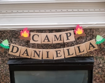 Camping Party Banner - Camping Banner Camping Party Decorations ,First Birthday, Photo Prop. Custom Name banner