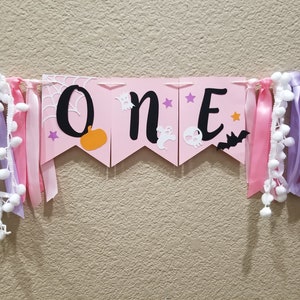Halloween First Birthday Highchair Banner, Spooky ONE, Halloween Theme Party, Halloween ONE Banner