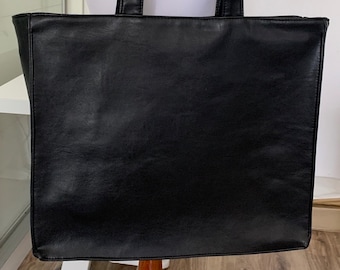 Sac SHOPPER OVERSIZE NOIR, sac simili cuir noir, grand sac, sac shopping, sac xxl, sac de bureau, cartable, sac rigide