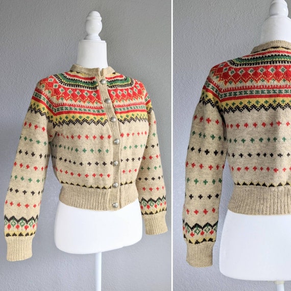 Fair Isle Wool Sweater | Vintage 1940s Style Sweat