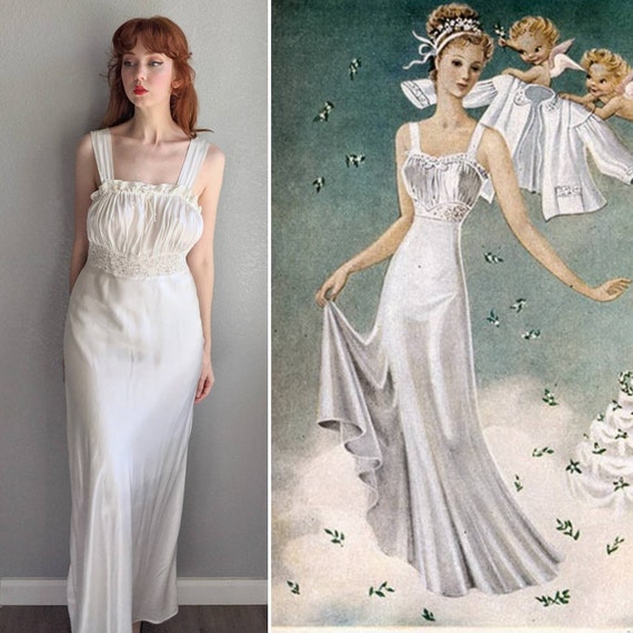 Beautiful Textron Wedding White Night Dress | 1930
