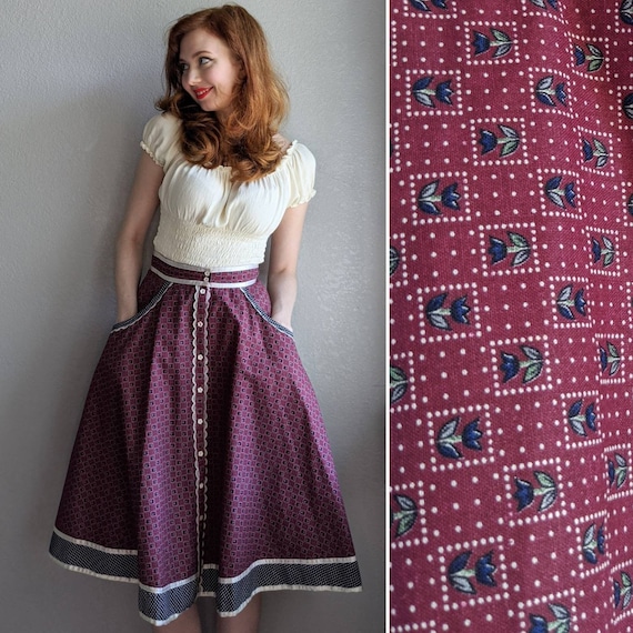 Gunne Sax Vintage Button Front Skirt | Cottagecore