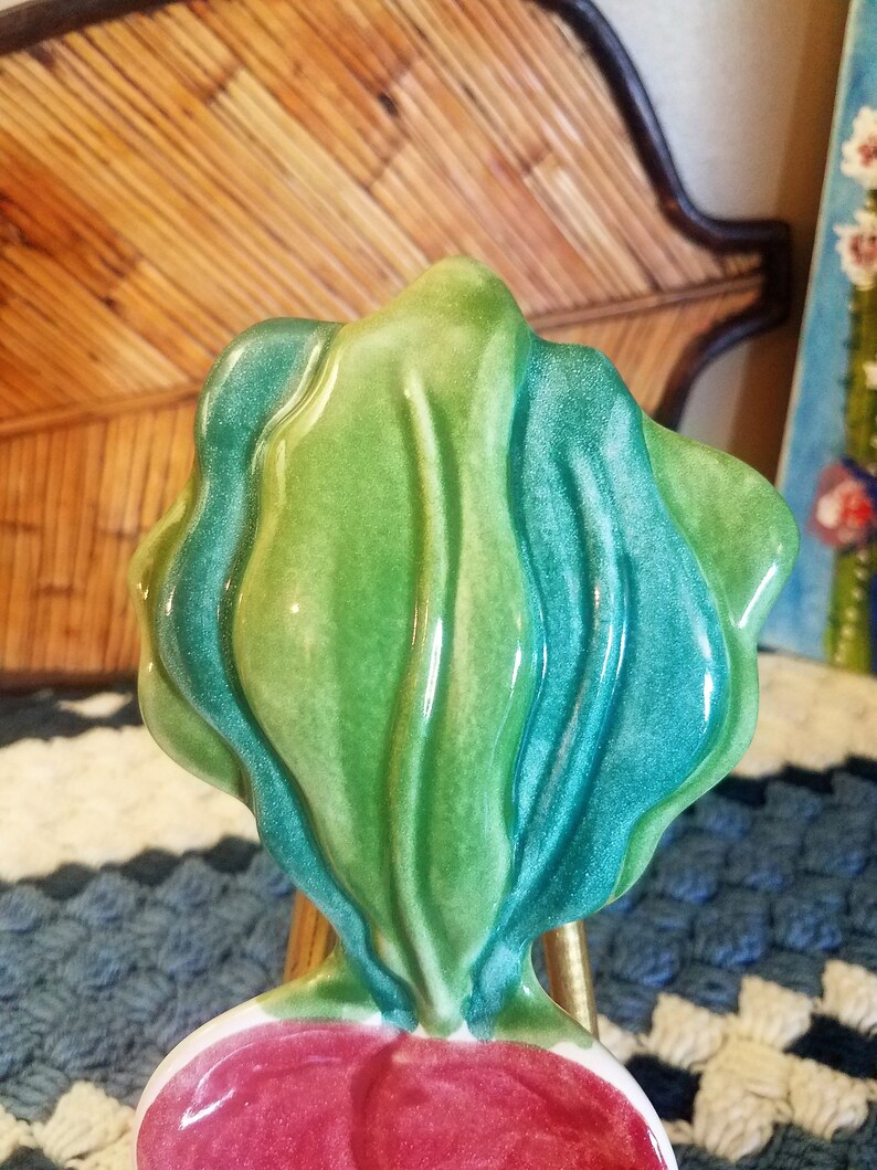 Vintage Ceramic Red Radish Bunch Treasure Craft USA Spoon Rest