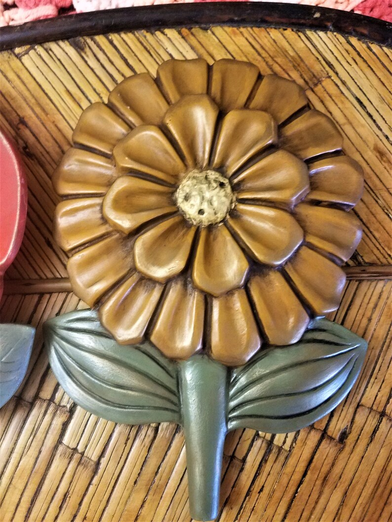 Vintage Ceramic Flowers Wall Plaques/Wall Hangings Etsy