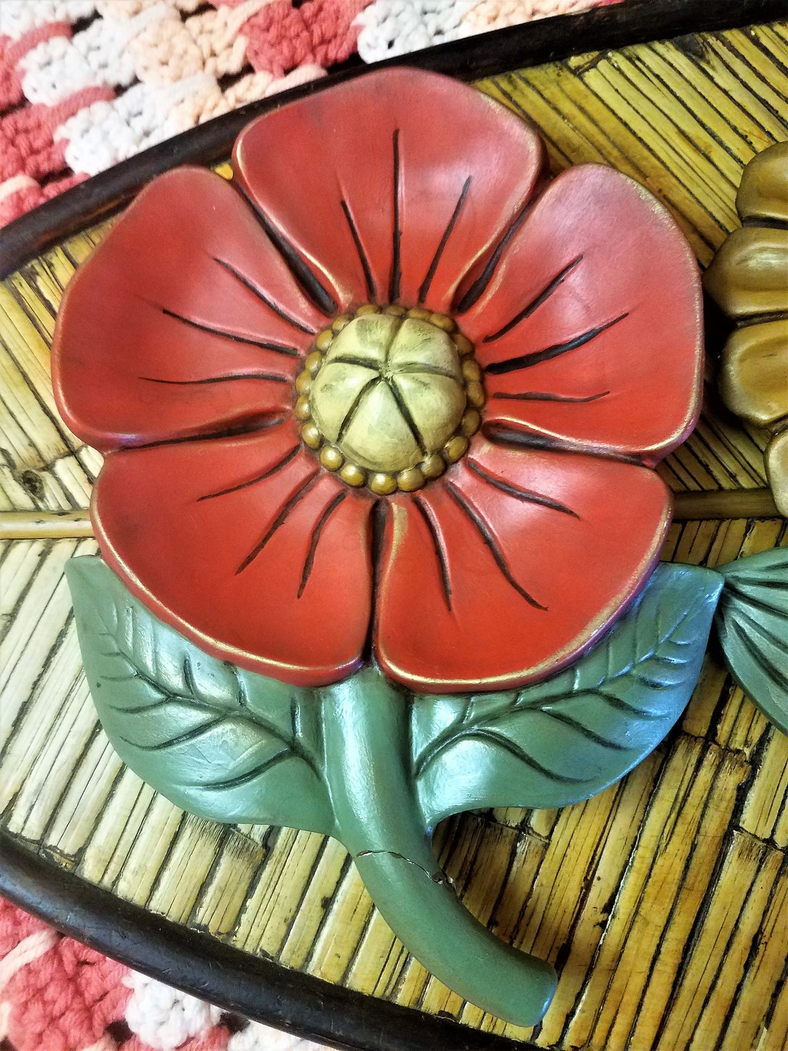 Vintage Ceramic Flowers Wall Plaques/Wall Hangings Etsy