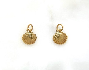 Tiny Gold Sea Shell Charms, 14K Gold Filled Sea Shell Charms, For Hoops Earrings, Bracelets