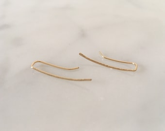 14K Gold Filled Hammered Ear Climbers, Gold Ear Climbers, Minimalist Ear Climbers in Gold Filled, Small Ear Climber, Minimalist Earrings